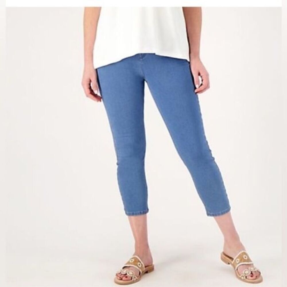 NWT Isaac Mizrahi Plus Size Indigo Denim Crop Slim Jeans - Petite 26